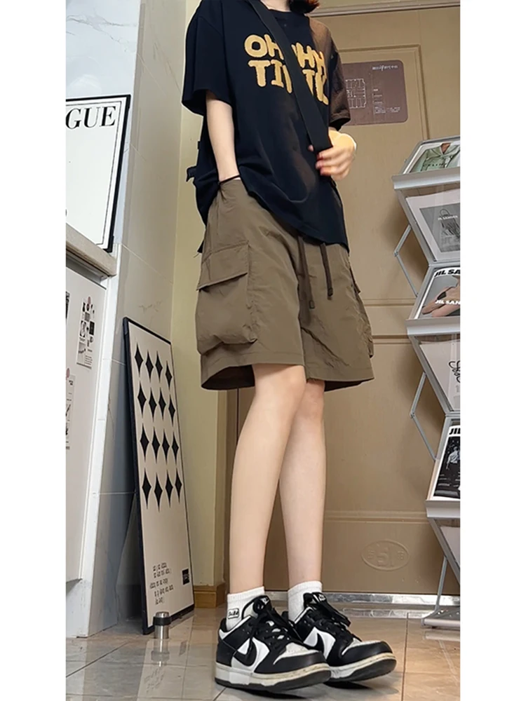 American Sle Funcional Four-Parts Orts Masculino Verão Fino Qui-Drng Ice Silk Workwear Calças Esportes ao ar livre Soltas Five-P...