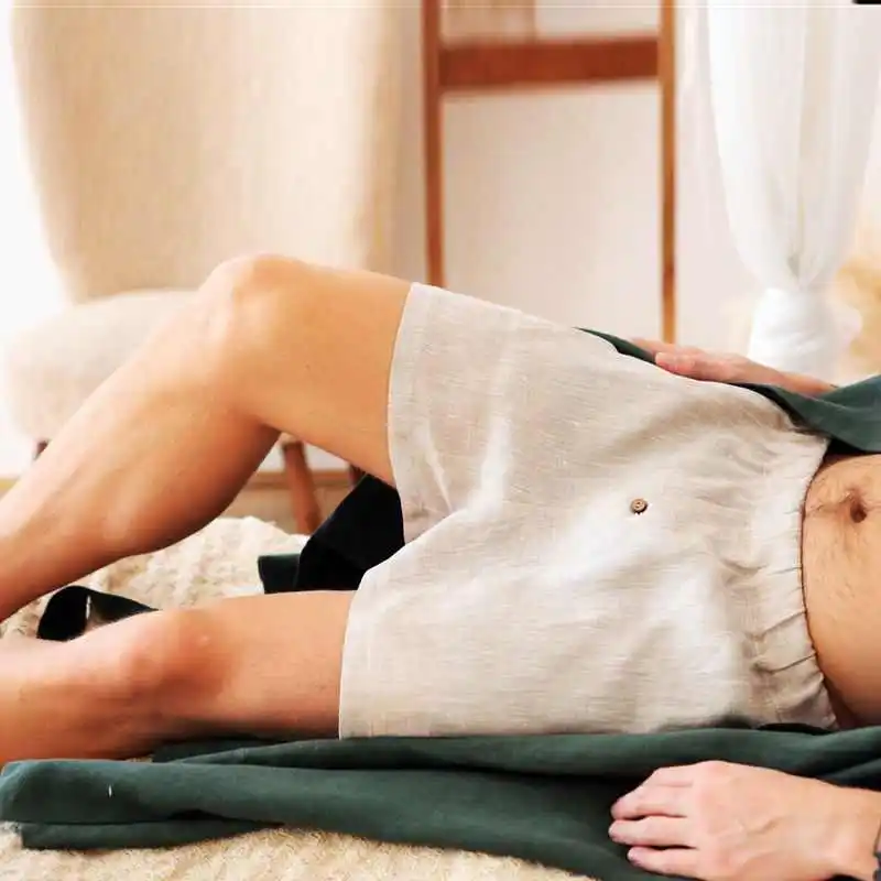 

Повседневные мужские льняные лыжи, удобные пляжные брюки, прямые эластичные пояса, летние модные городские трикотажные хлопковые молодежные брюки