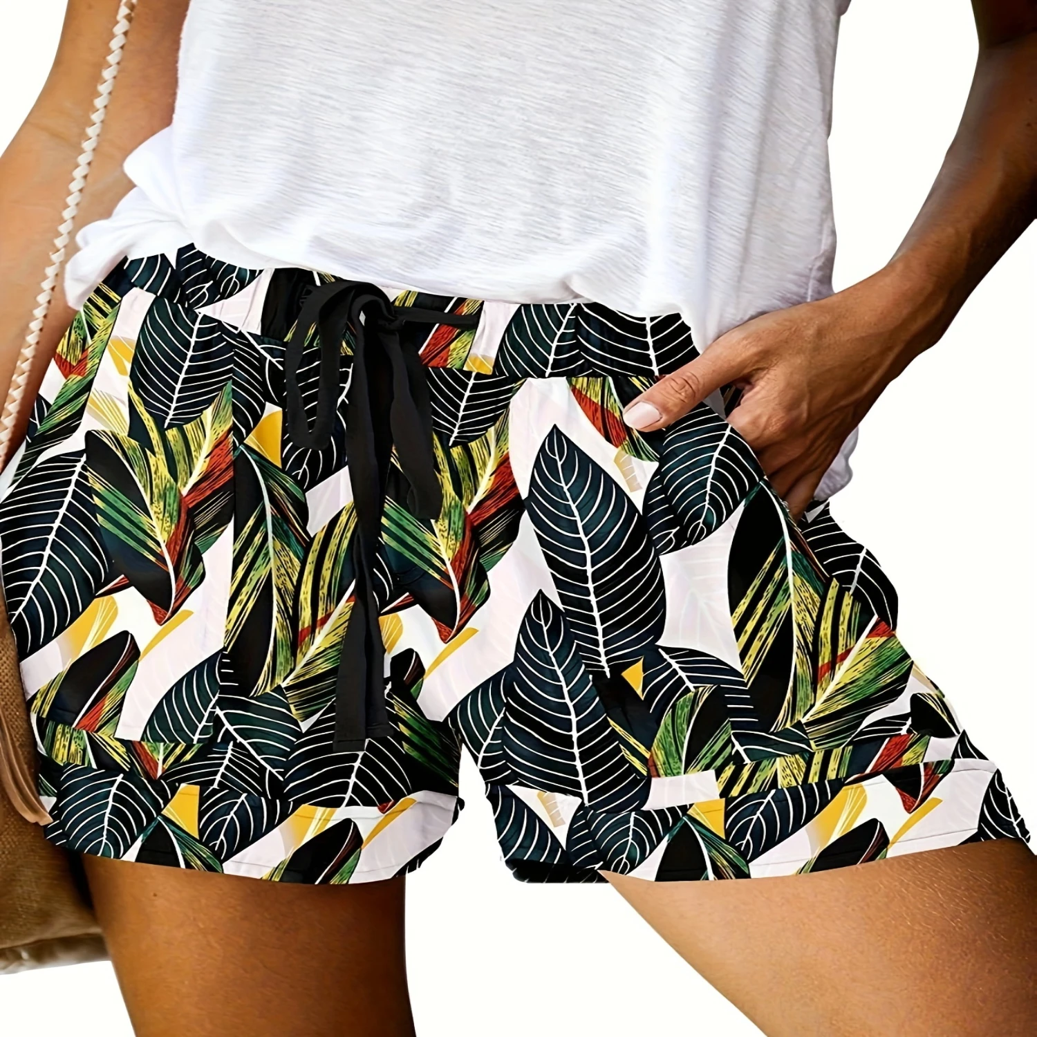 

Floral Print Drawstring Shorts, Casual Shorts For Spring & Summer, Women's Clothing