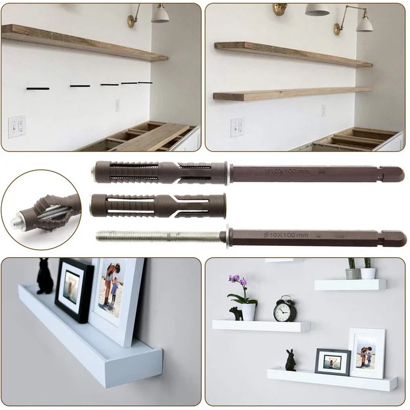 8Pcs Concealed Floating Shelf Bracket Wall Mounted Shelving Brackets Supports For DIY Custom Wall Floating Board Shelves-A79G