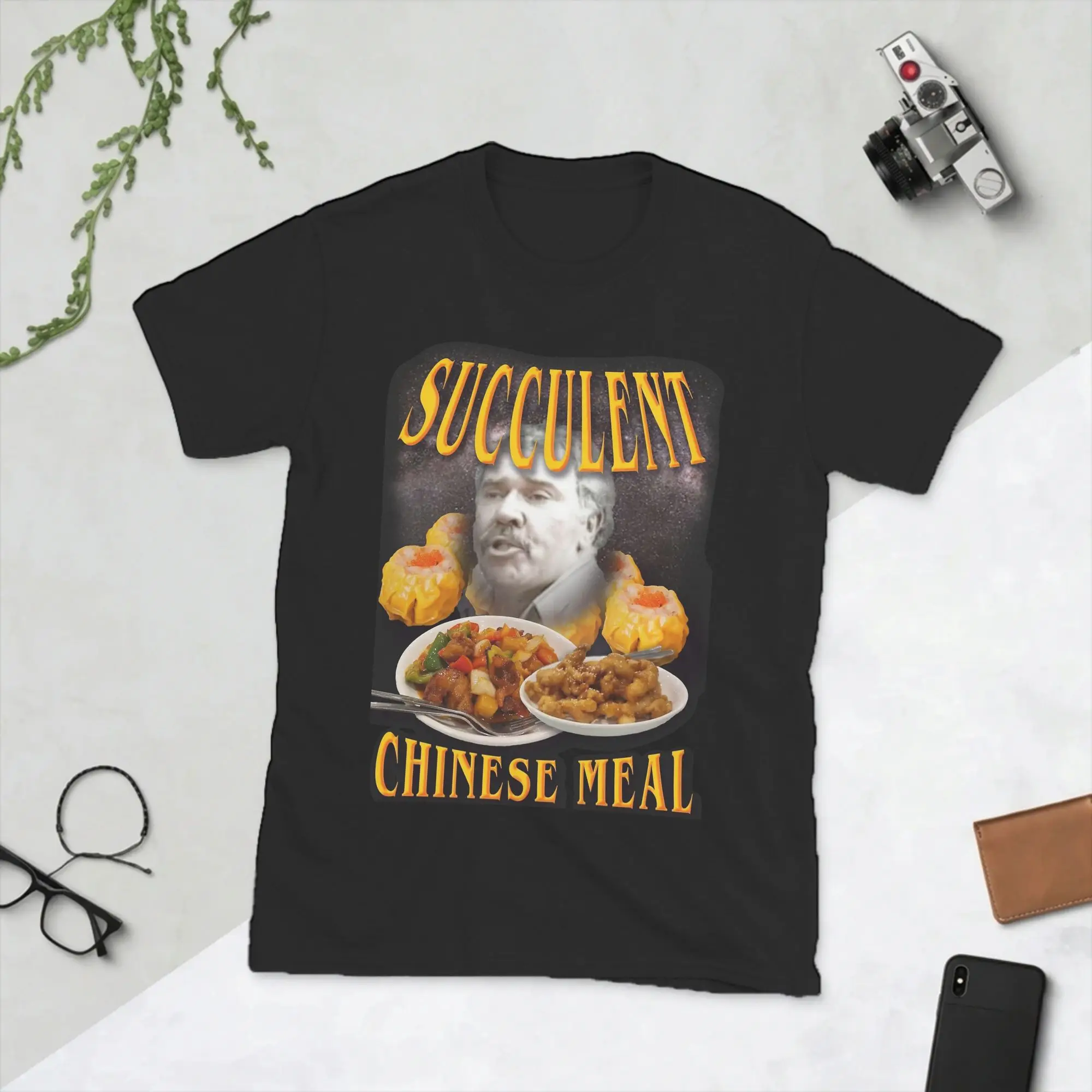 Men T-Shirts Succulent Chinese Meal Vintage 100% Cotton Tee Shirt Short Sleeve  T Shirt Crew Neck Clothing Adult