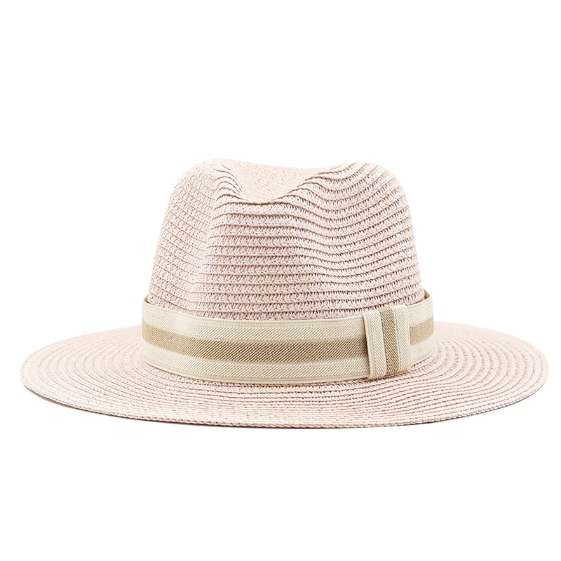 Bild 3: 54-58-60cm Damen Sommer Panama Hüte breite Krempe Stroh Sonnenhut Strand hut für Männer Mode Upf UV Schutz Fedoras Kappe für die Reise