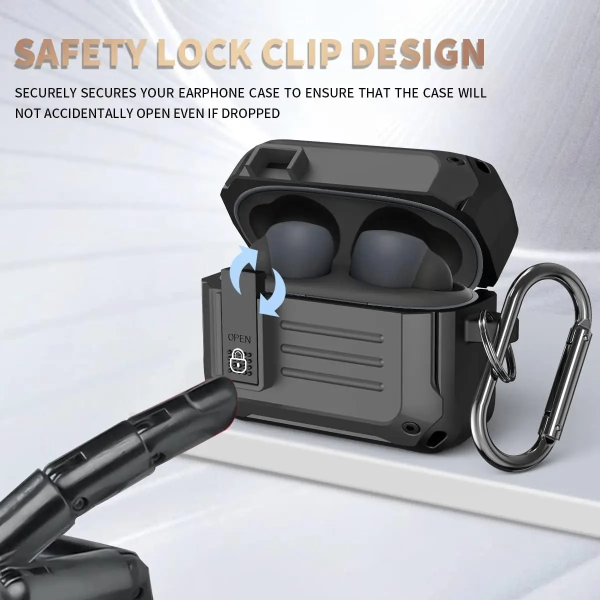 CONTEME Secure Lock Case for Sony Linkbuds S,  Full-Body Shock-Absorbing Protective Cover Hard Shell with Keychain