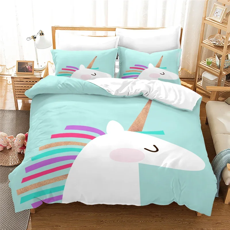 Lovely Unicorn 3d Bedding Set Adult Kids Cartoon Duvet Cover Set Pillowcase Europe/Australia/USA Twin Full Queen King Bedclothes