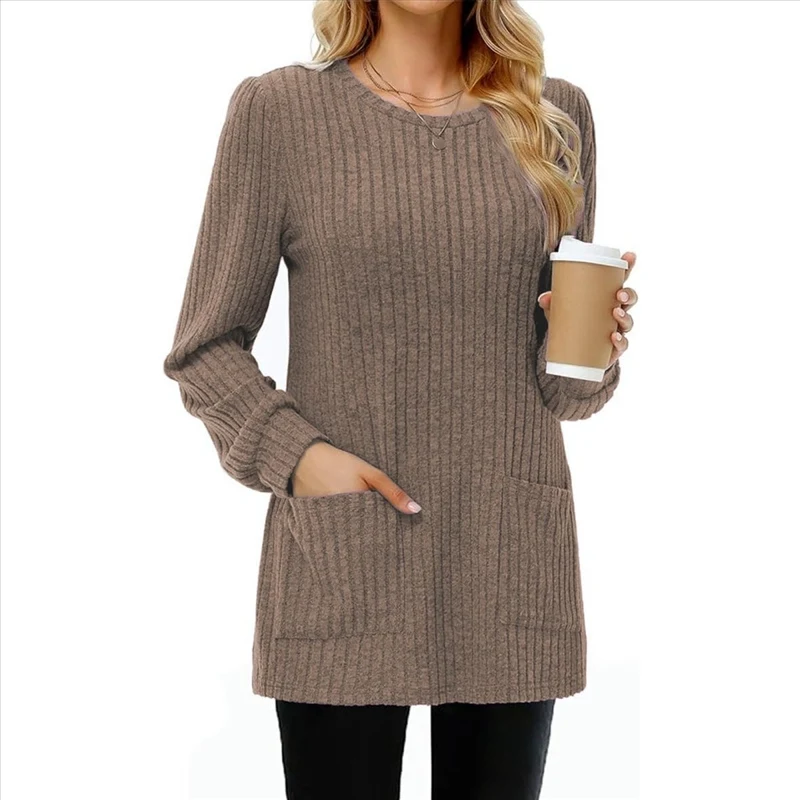 Knitted Sweater Solid Color Round Neck Knitted Fashionable High Quality New Arrival Trendy Comfortable Premium
