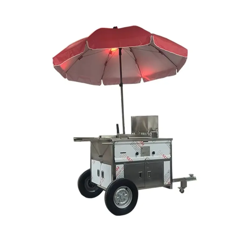 Lightweight Mobile Street Food Cart Commercial Hot Dog Trolley for Fried Food Seafood BBQ Hamburger Selling Customized