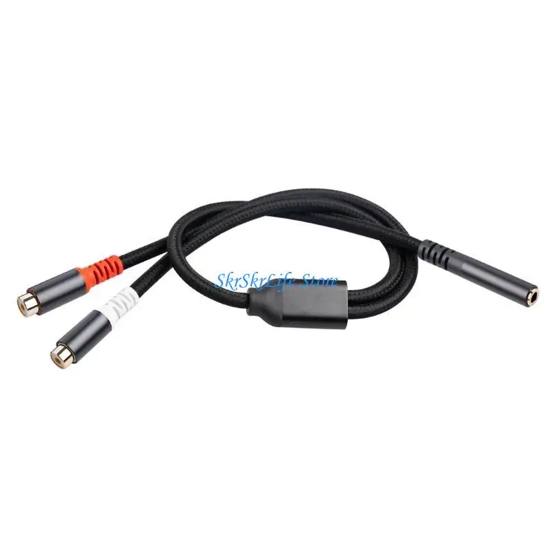 E65E 30cm Music Adapter Cable With 2 phono Female To 3.5mm Female For Sound Systems