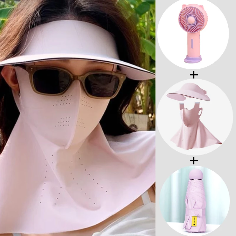 日焼け止め帽子ギフトボックス-実用的な夏のギフト-看護師の日-労働者の日アクティビティ-クリエイティブギフト-ピンクのアイスシルク日焼け止めスリーブカバー