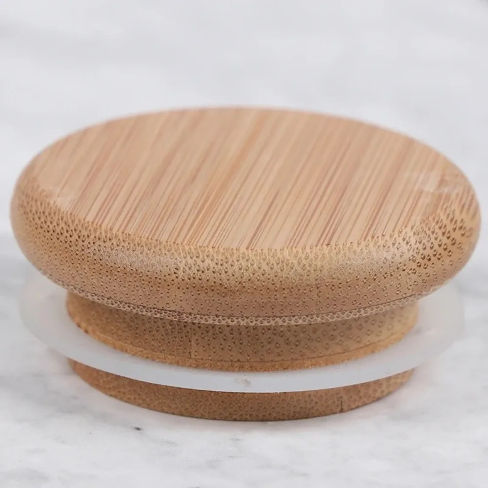New Reusable Bamboo Lids Non Leakage Thicken Wooden Covers Silicone Sealing Jar Canning Caps Drinking Jar Supplies