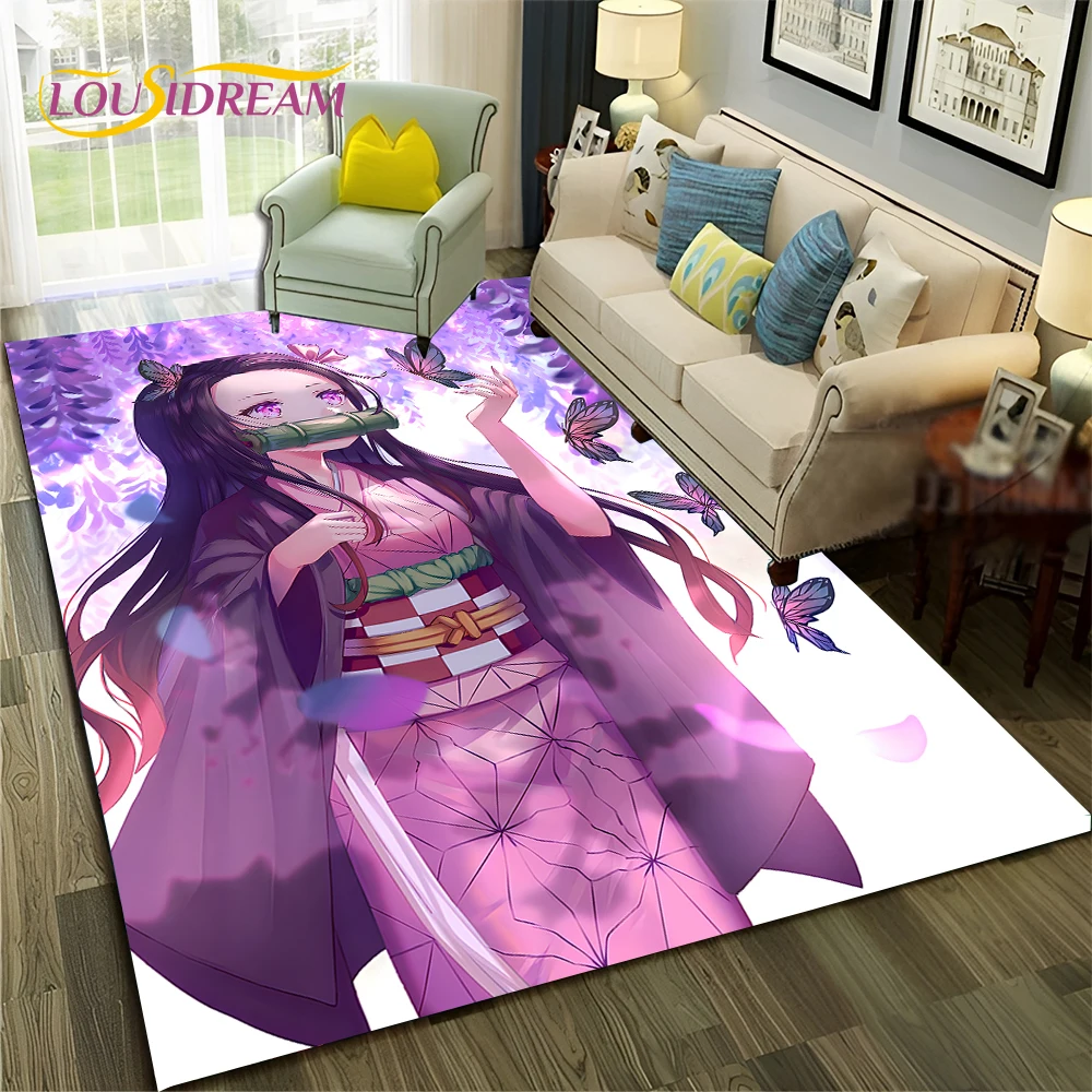 Kamado Nezuko Demon S-Slayer 3D Anime Carpet Rug for Home Living Room Bedroom Sofa Doormat Decor,Kid Area Rug Non-slip Floor Mat