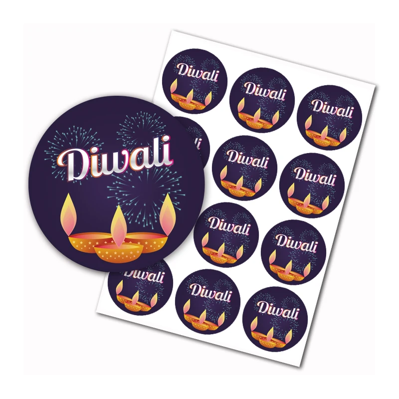 Glückliche Diwali-Party-Aufkleber, Light Festival Party-Geschenkdekorationen – Detail 8