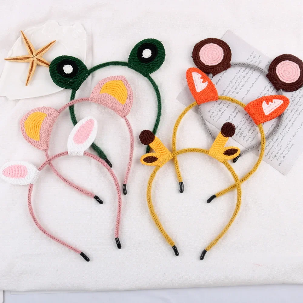 

24pcs Kids Adults Knitting Animal Ears Headbands Jungle Party Favors Birthday Decorations Photo Booth Halloween Costume Cosplay