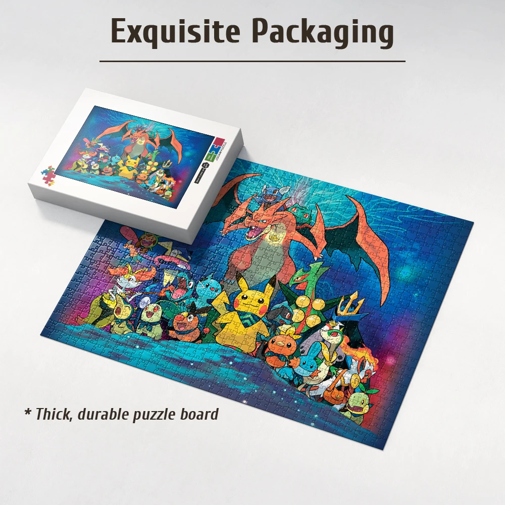 Pokemon Generations Starters Gathering with Pikachu Anime Wooden Jigsaw Puzzle 108/200/300/500/1000pcs Color Box