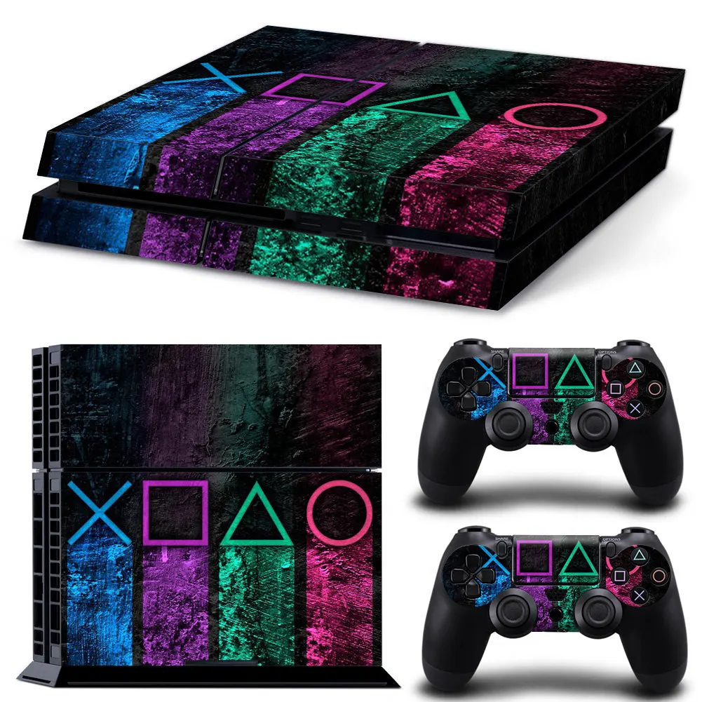 ل PS4 وحدة التحكم و 2 تحكم الجلد ملصقا PS4 الهندسة تصميم واقية غطاء لصائق مجموعة كاملة