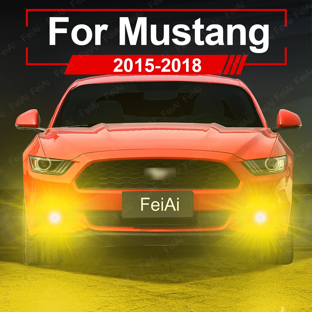 

Светодиодные лампы для противотуманных фар Ford Mustang 2015-2018, аксессуары для Mustang, передние противотуманные фары, белый, желтый, зеленый свет, суперяркие