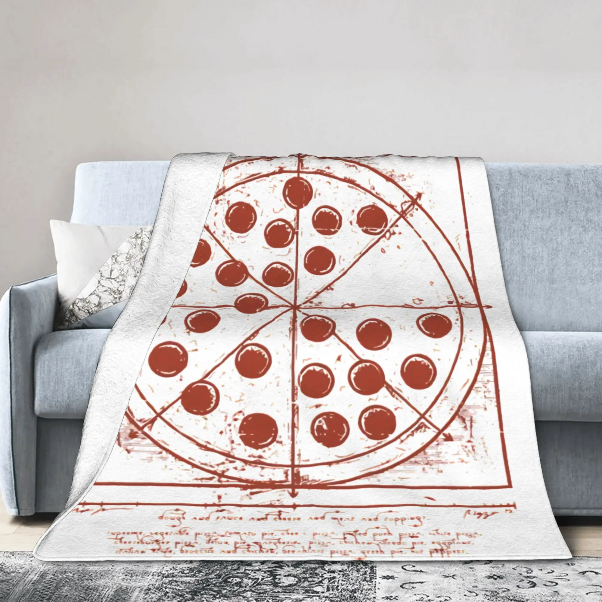 Tom Holland Vitruvian Pizza Blanket  Flannel Novelty Warm Throw Blankets for Bedspread Decoration