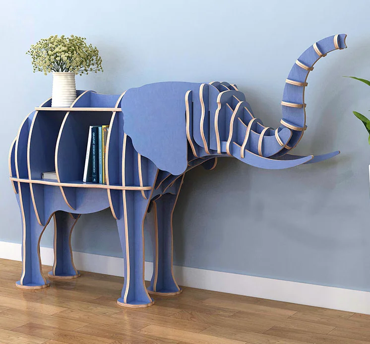 Soft wooden bookshelf floor shelf Elk children's simple bookshelf elephant animal shape window display rack