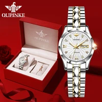 OUPINKE 3169 reloj para mujer de lujo elegante de acero de tungsteno reloj mecánico automático impermeable luminoso reloj con fecha de día para mujer