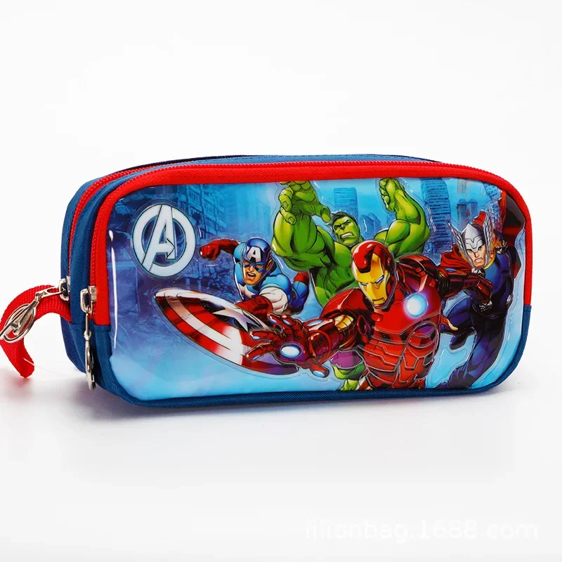 Marvel Anime Movies Pencil Case Avengers Superhero Spider-Man Iron Man Bilayer Large Capacity Pencil Box Student Supplies Gifts