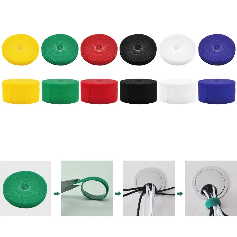 1/2/3 pièces Organisateur de câbles réutilisable 5M, Enrouleur de fils, Sangles de gestion de câbles, Gestionnaire de câbles auto-adhésif Velcro pour souris