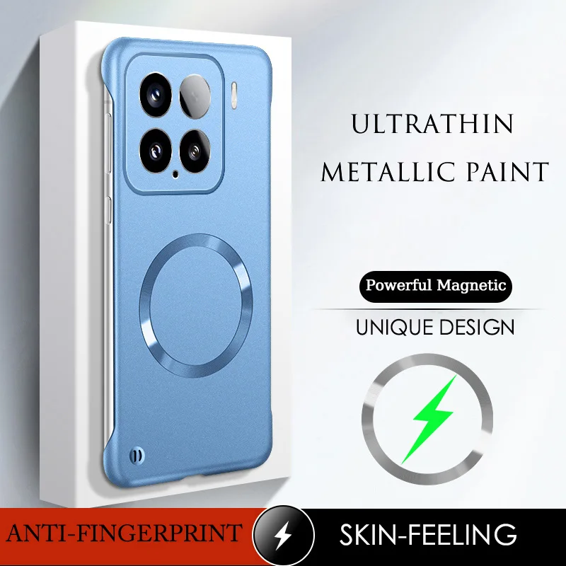Schlanke metallische Malerei rahmenlose Hülle für Magsafe Xiaomi 17 Pro Max 15 14 13 Pro magnetische kabellose Lade harte PC-Shell-Abdeckung
