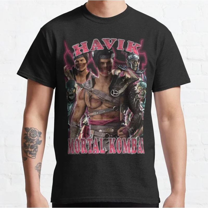 

Havik 80s retro video game Mortal Kombat vintage Short-sleeve crewneck T-shirt for men Large size Adult Tops S-6xl