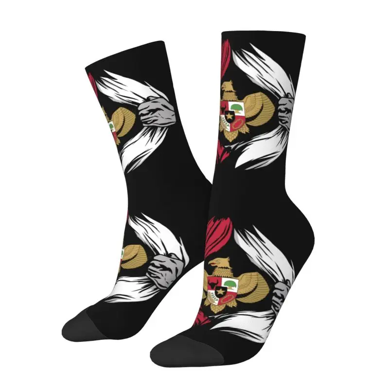 Fashion Indonesia Flag Socks Men Women Warm 3D Printing Indonesian National Emblem Coat of Arms Football Sports Socks