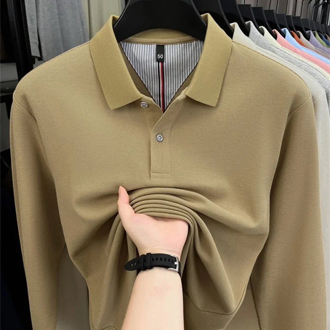 100 % reine Baumwolle, hochwertige Marke, Herren-Polohemd mit langen Ärmeln, Herbst-/Winterkollektion, modisches, luxuriöses Golfoberteil mit Stickerei, lässiges T-Shirt. – Detail 11