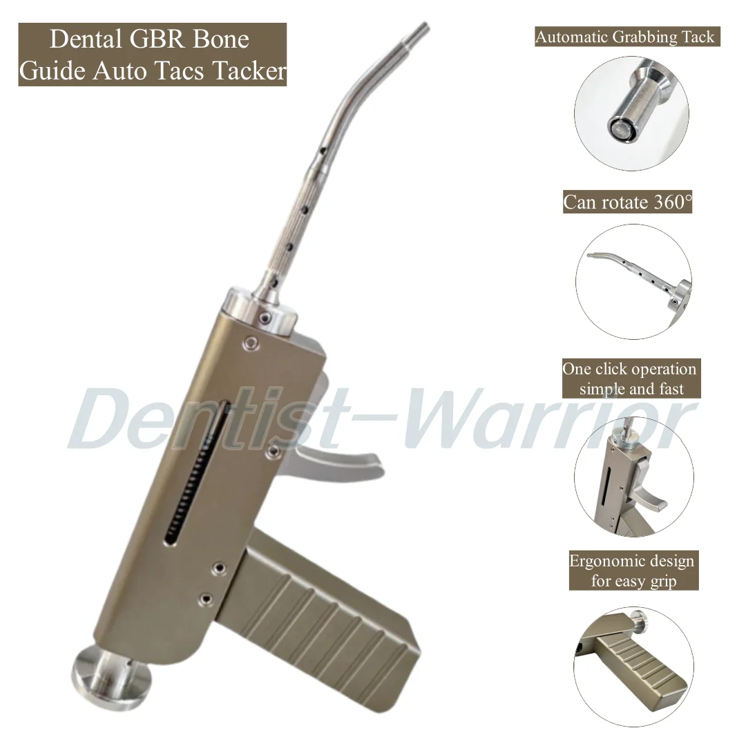 

Новый стоматологический GBR Bone TAC Pins Gun Титановые кнопки Мембранная направляющая Автоматический пистолет подходит для хирургического применения
