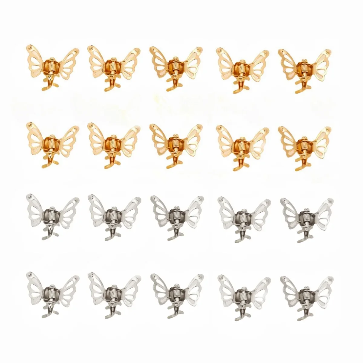 10/20pcs Gold Sliver Butterfly Mini Hair Claw Women Girls Sweet Cute Korean Fashion Hair Grab Clip Accessories Small Claw Clip