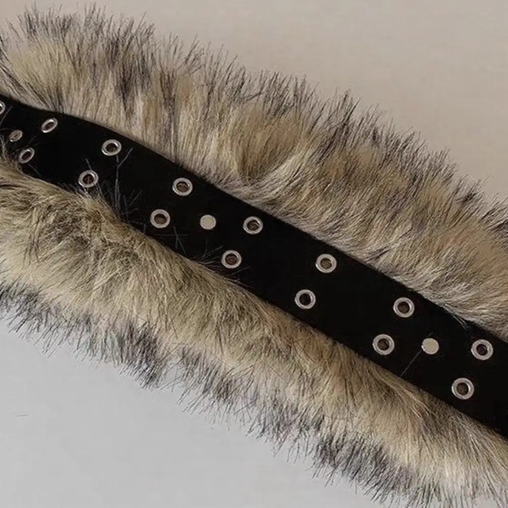 موضة بولي Leather الجلود الجلود الفراء حزام برشام فو الفراء أفخم حزام النمط الغربي الكورية نمط Y2K حزام الإناث/الفتيات