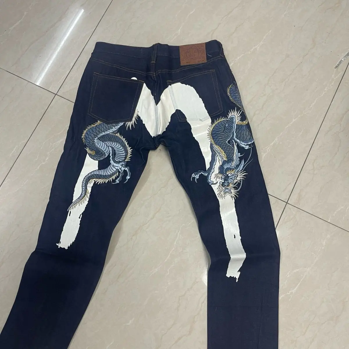 

Qinglong embroidered jeans for men 2026 new Japanese trendy brand versatile loose straight casual pants