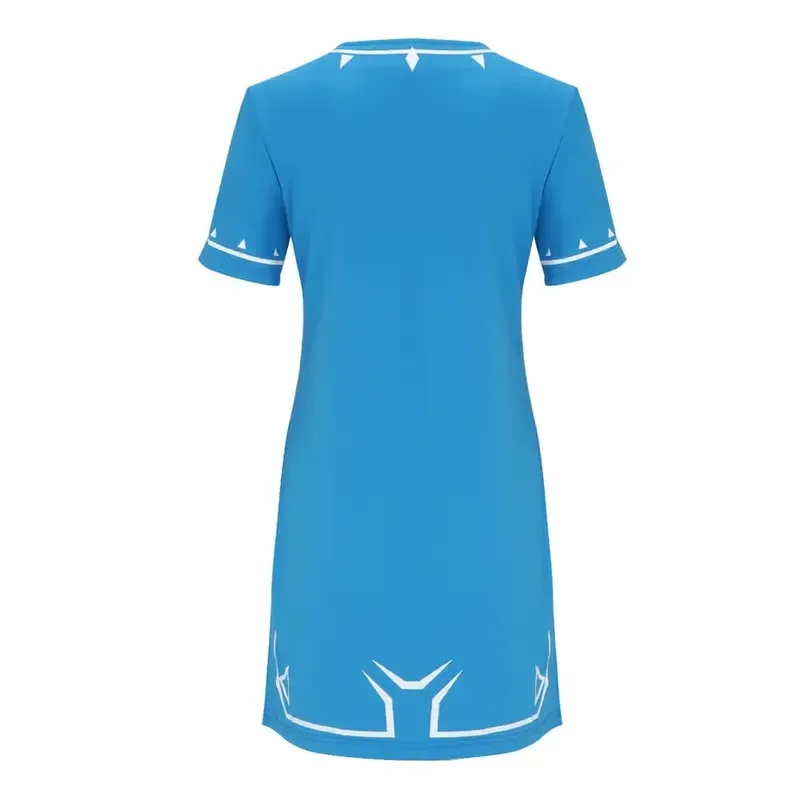 The Legend Link's belah gaun mewah Zelda biru musim panas memakai Takerlama