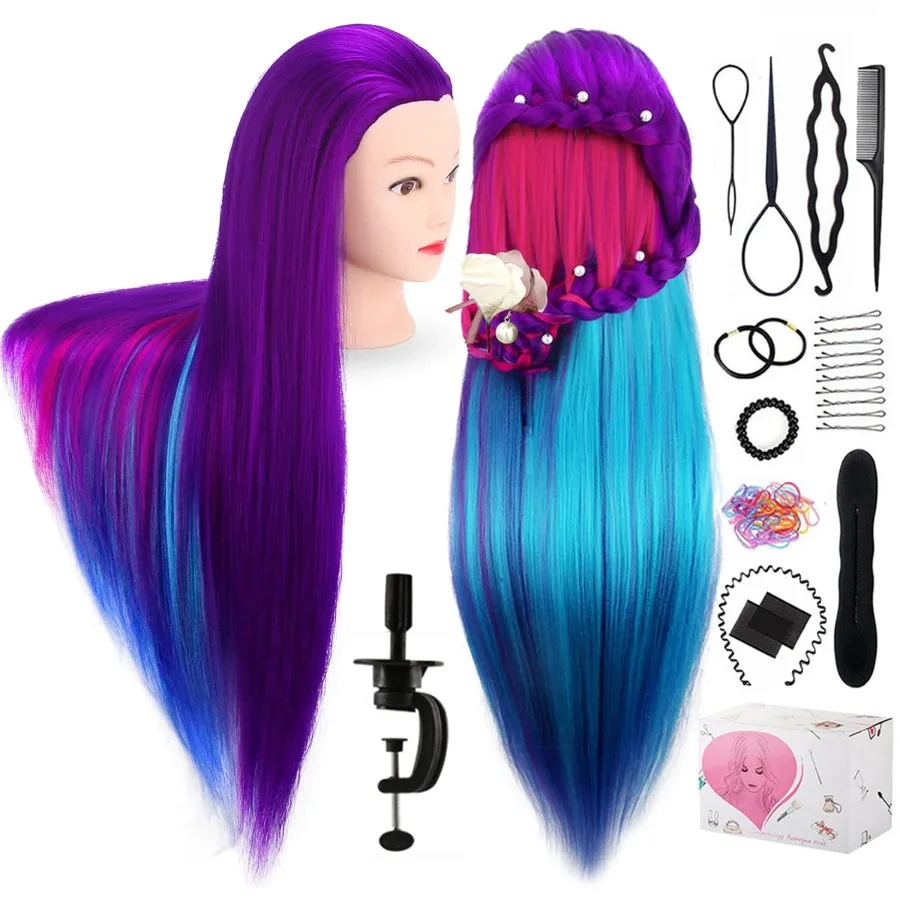 

29inch Mannequin Head with Hair for Cosmetology Training and Hairdressing Practice: Realistic Styling Manikin Head with Clamp H