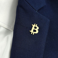 2025 New fashion gold coin Bitcoin symbol brooch, unisex, suit shirt chest accessory