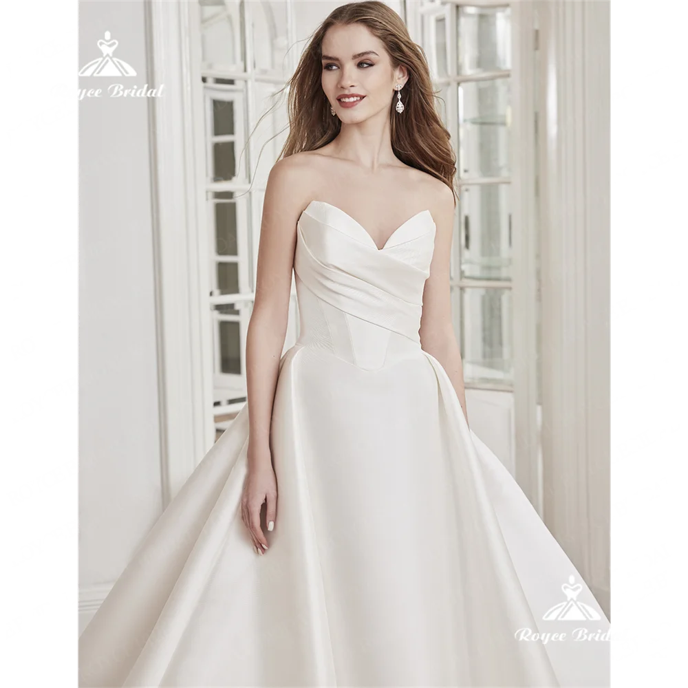 Roycebridal träger los eine Linie Brautkleid 2025 Satin Gericht Zug Brautkleid vestidos de noviarobe de mariéevestidos de boda p