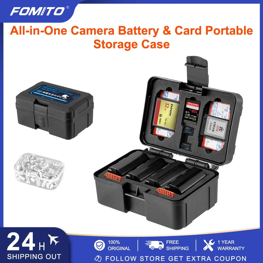 FOMITO Portable Camera Battery Case Memory Card Organizer Holder Waterproof Storage box for LP-E6 LP-E8 NP-FZ100 Battery
