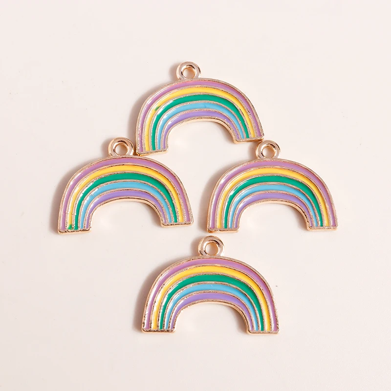 20pcs 24x17mm Cute Colorful Enamel Rainbow Charms Pendants for Making Earrings Necklaces Bracelet DIY Crafts Jewelry Accessories
