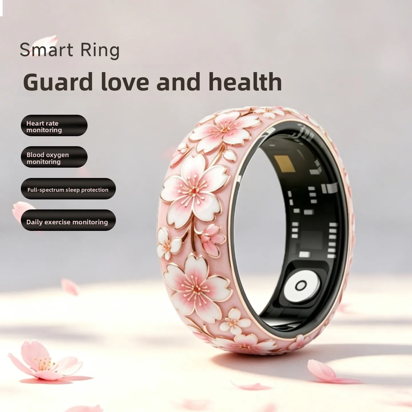 Black technology smart ring heart rate blood oxygen sleep health monitoring exercise  counting waterproof enamel colorful ring