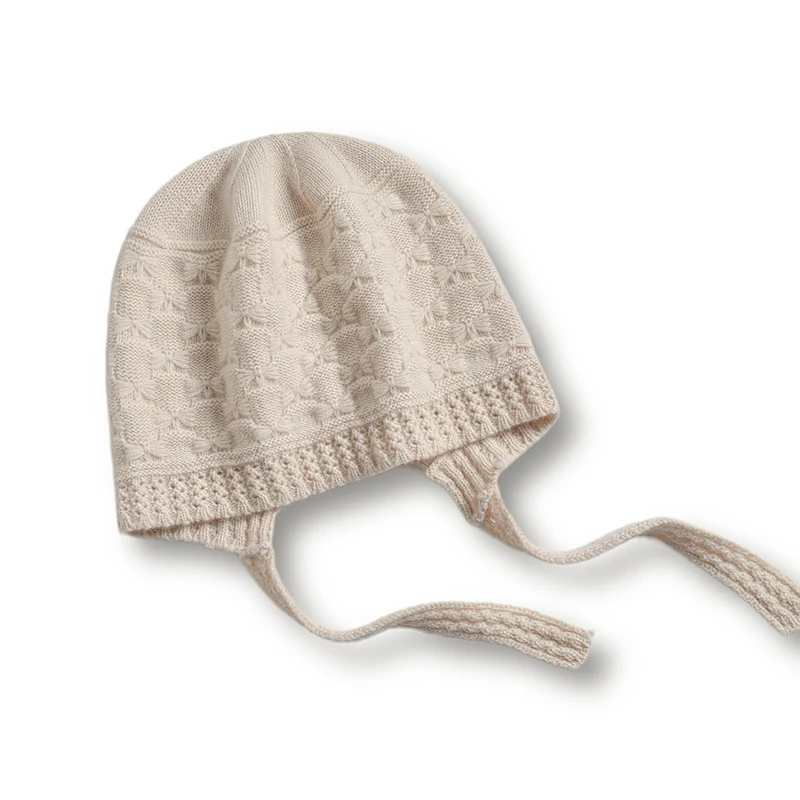 

Женская вязаная шапка из 100% кашемира с бабочкой на осень и зиму, модная ветрозащитная и для отдыха, защитная шапка для ушей Baotou