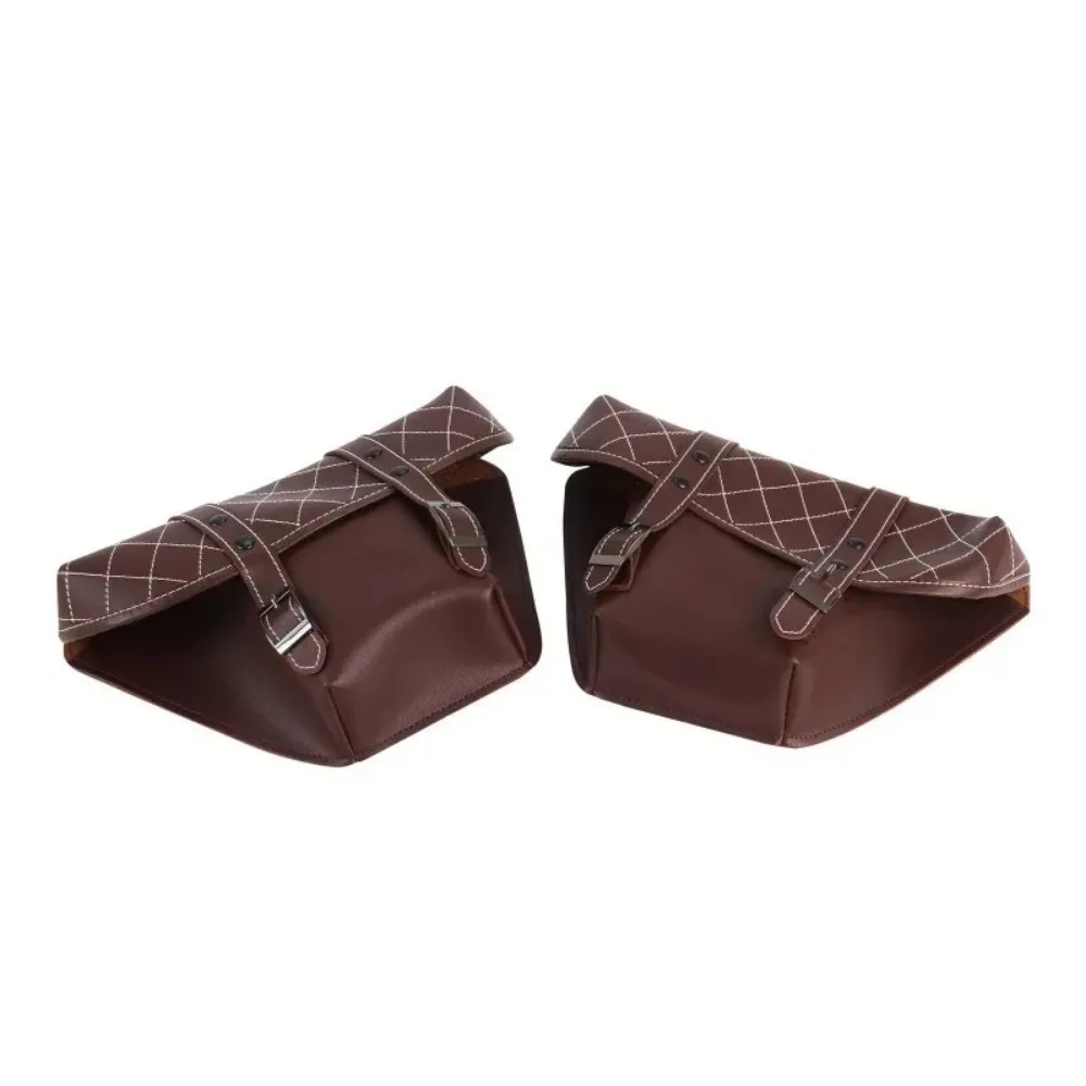 For 1 Pair for Universal Cafe Racer CB Custom Motorcycle Side Saddle Bag PU Leather Classic Motorbike Tool Saddlebag