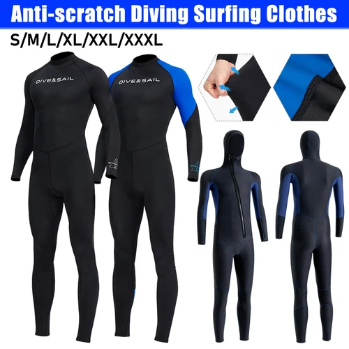 Traje de buceo y surf de 3MM, traje de baño con protección solar a prueba de frío, traje de baño de una pieza con cremallera, manga larga, antiarañazos, traje húmedo de snorkel de cuerpo completo
