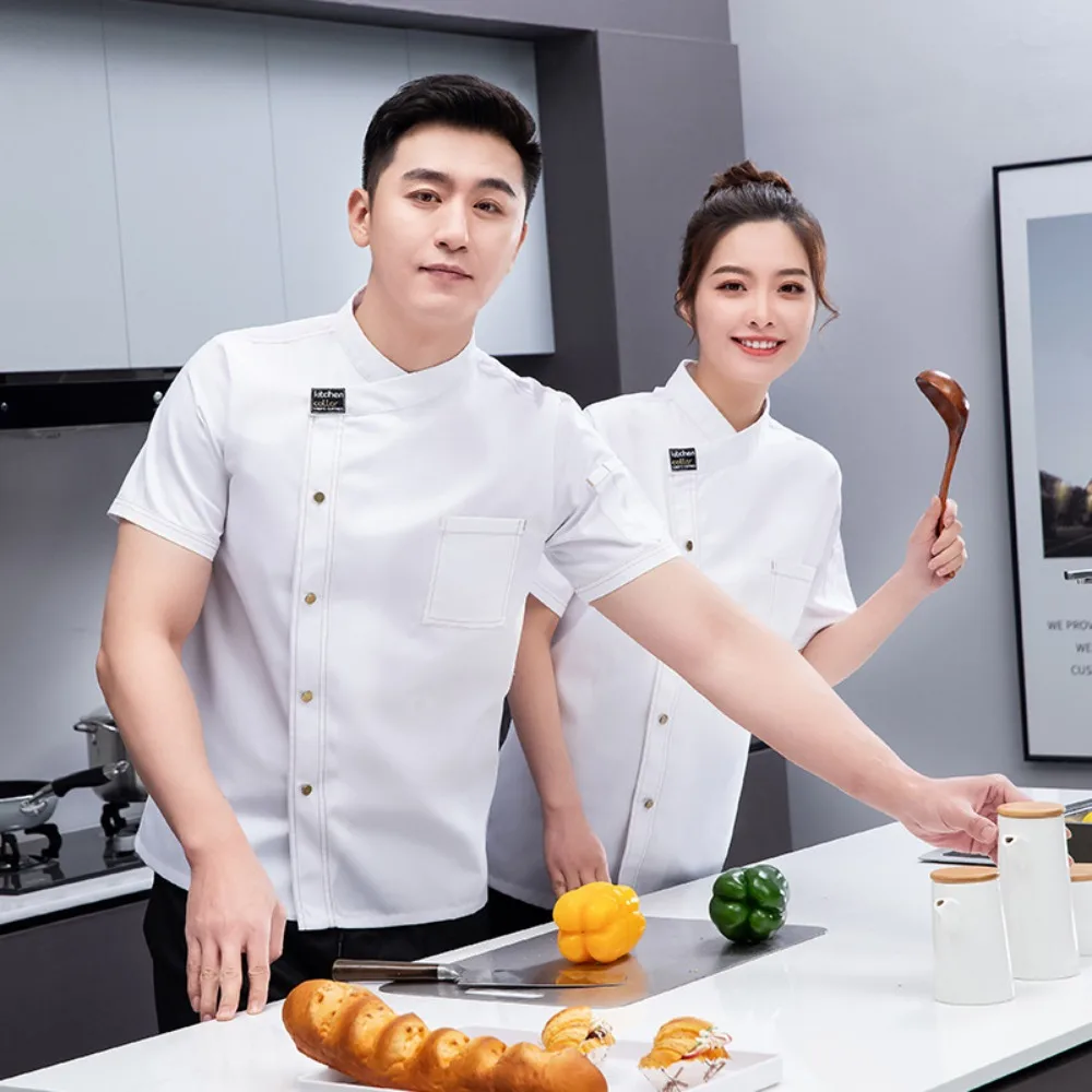 2025 Summer Short-Sleeve Chef Uniform for Men - Breathable Thin Workwear for Restaurant, Hotel & Kitchen