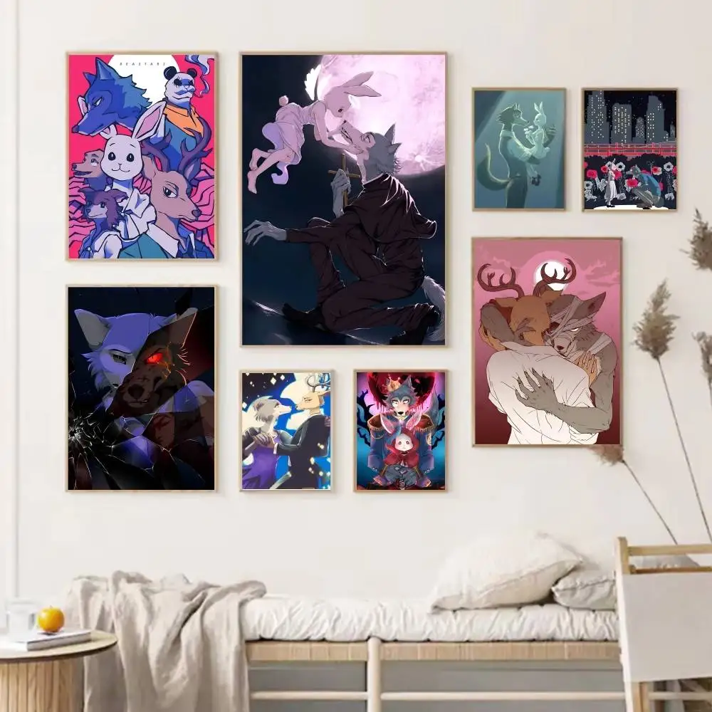 Classic Cartoon Anime B-Beastars Poster Self-adhesive Art Waterproof Paper Sticker Coffee House Bar Room Wall Decor