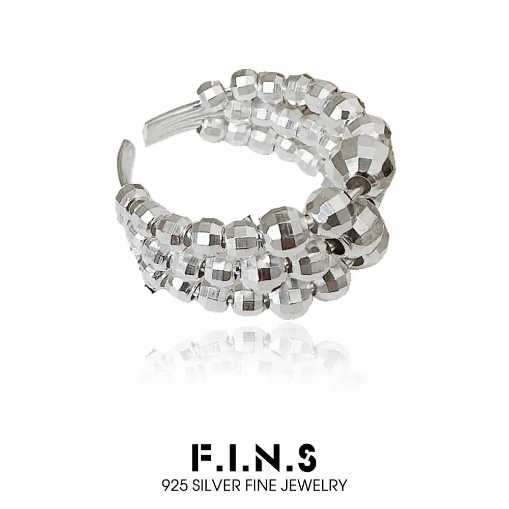 

F.I.N.S оригинальное корейское кольцо из стерлингового серебра 925 пробы с бисером, многослойное кольцо ручной работы с вращающимися шариками, эффектное ювелирное украшение для вечеринки на палец