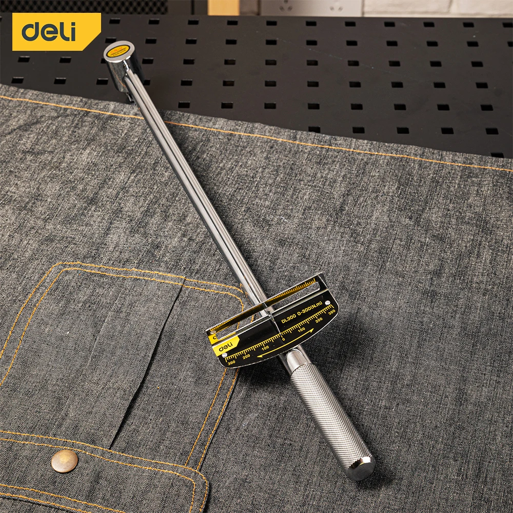 Deli 1/2 Inch Torque Wrench Cr-V Head Square Drive 0-300N.m for Industry Car Bike Repair Hand Tools Spanner Ratchet Key Wrench