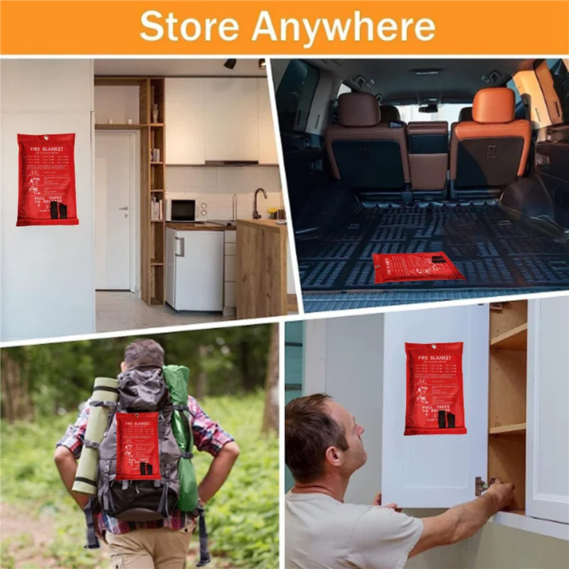 

SS-8PCS Emergency Fire Blanket, Fire Blanket, Fire Suppression Blanket For Kitchen, Grill, Fireplace (39.4Inch X 39.4Inch)