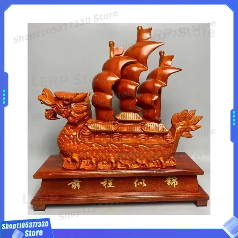 2025 Chinese Feng Shui Zhao Cai Tong Zi Statue Traditional Home Decor Sailing Boat Sculpture for Living Room Bedroom