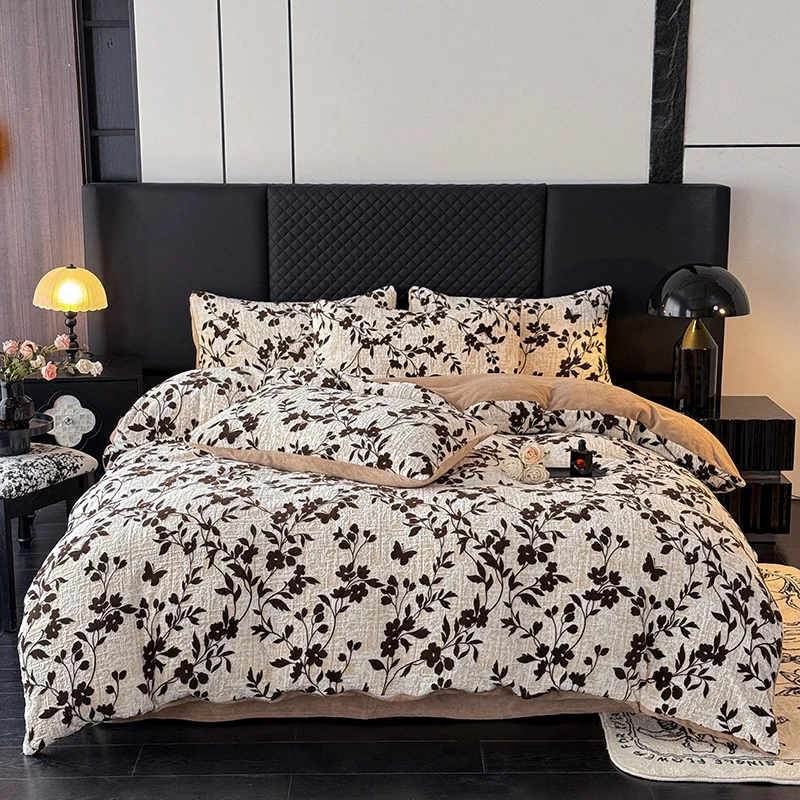 1pc Thicked Fleece Comforter Cover Carved Velvet Quilt Cover for Winter Soft housse de couette Queen Size Warm dekbedovertrek