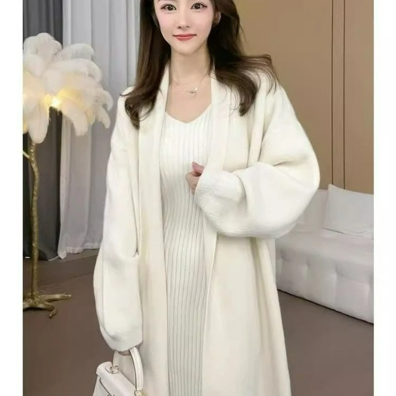 

Pink High-end Small Tank Top Knitted Dress Women's Autumn Winter Sweater Cardigan Long Skirt Two-piece Sets
